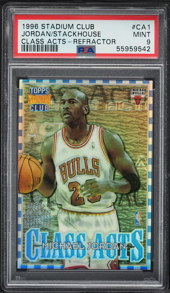 1996 Stadium Club Class Acts Refractor Michael Jordan & Jerry Stackhouse PSA 9