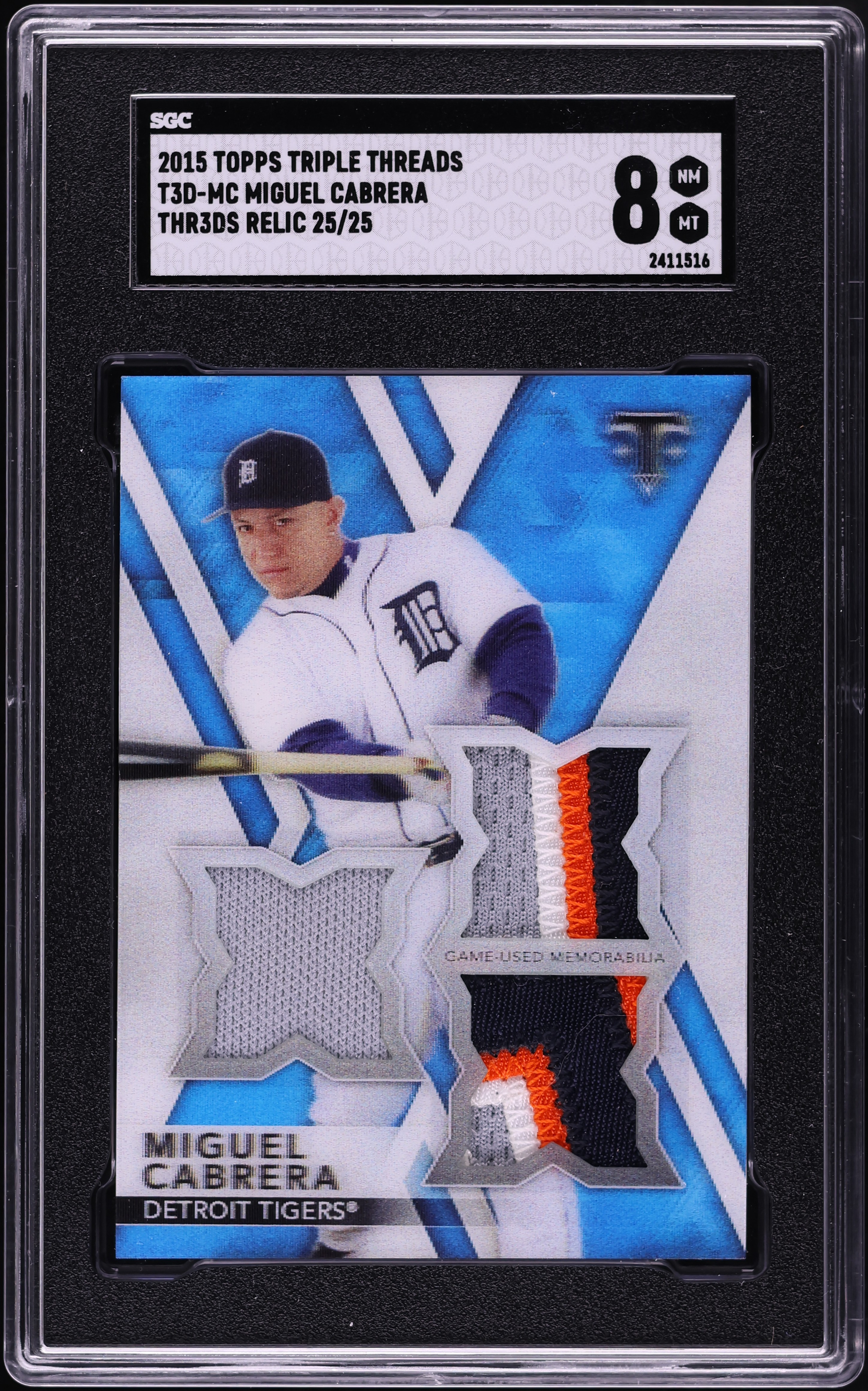 2015 Topps Triple Threads Miguel Cabrera PATCH 25/25 #T3D-MC SGC 8 