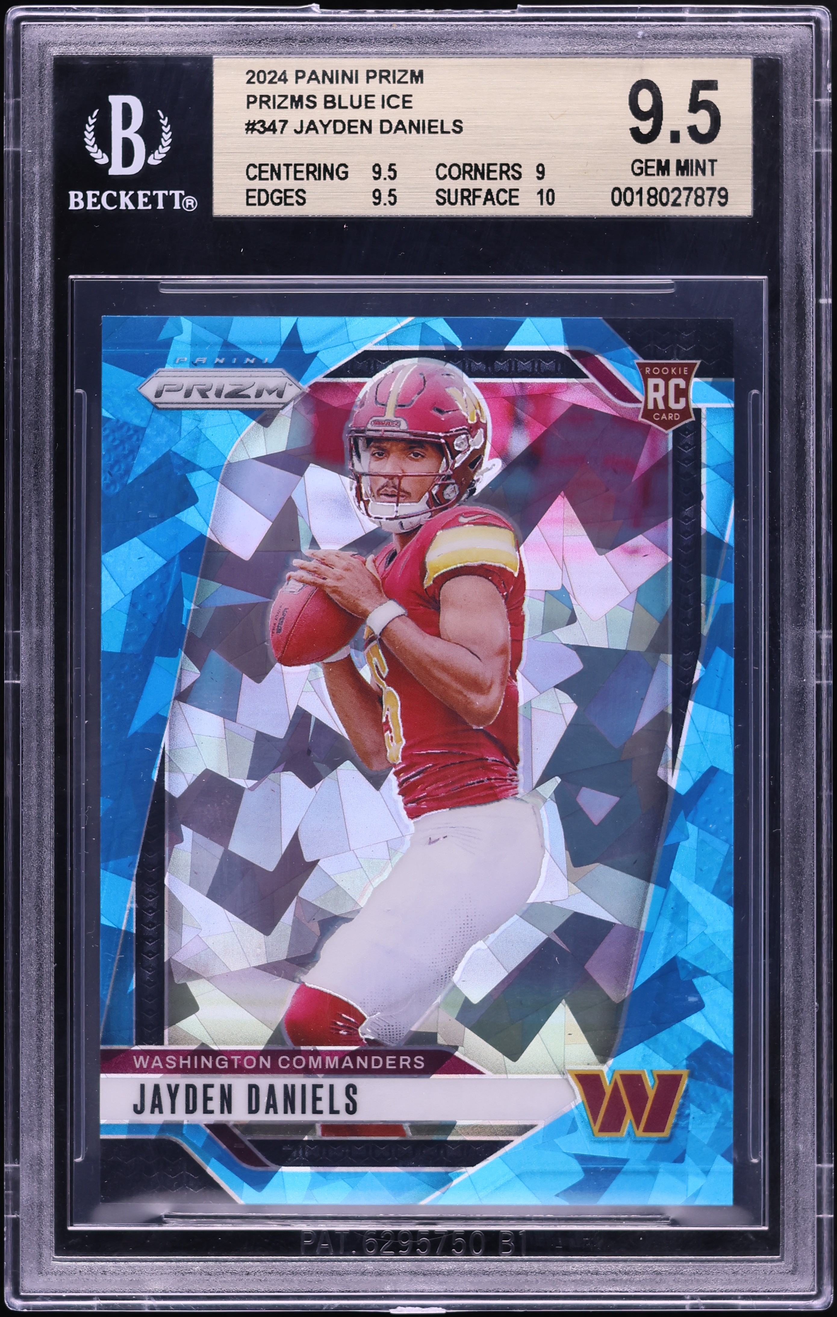 2024 Panini Prizm Blue Ice Jayden Daniels ROOKIE /99 #347 BGS 9.5
