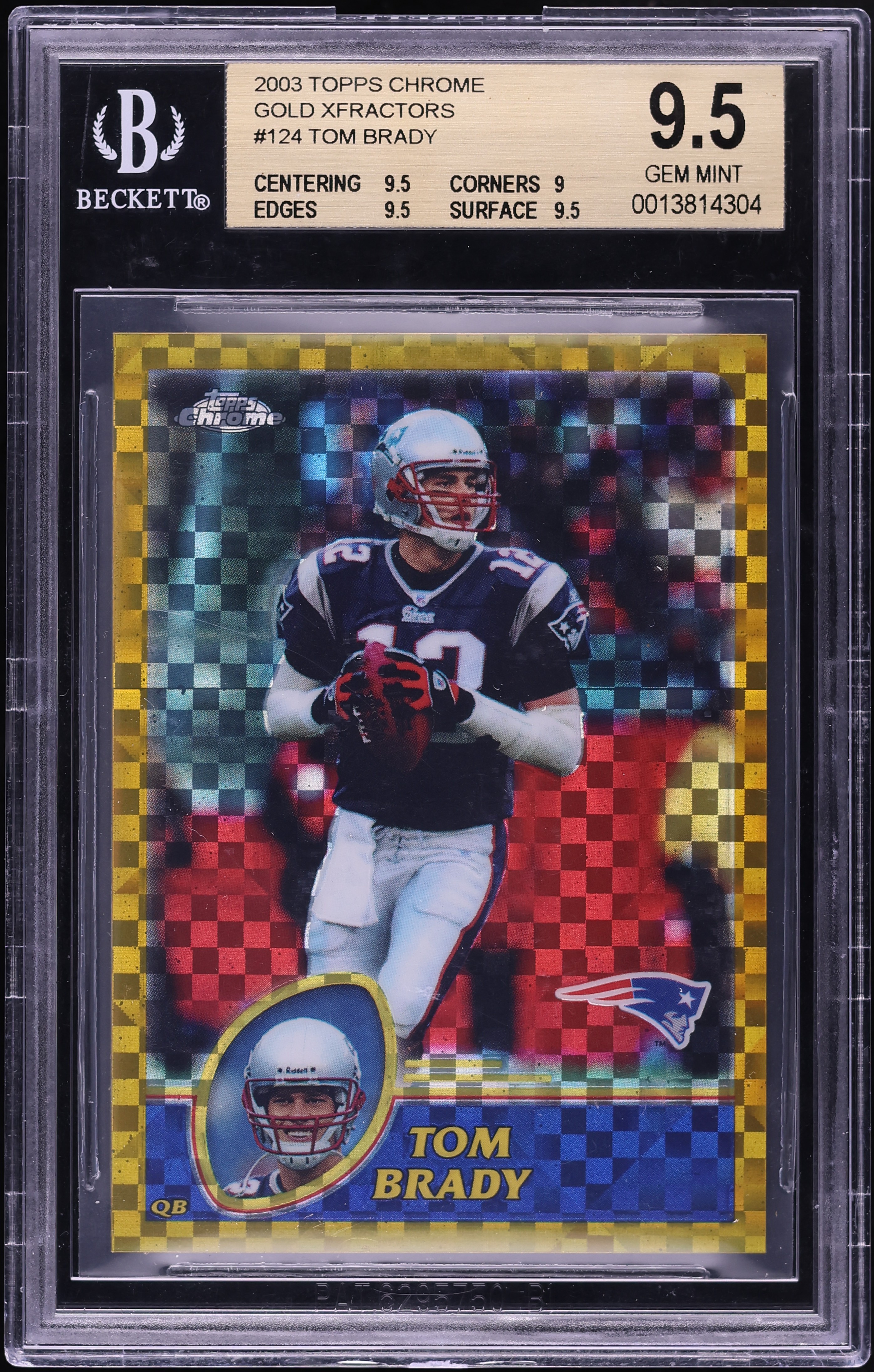 2003 Topps Chrome Gold Xfractor Tom Brady /101 #124 BGS 9.5 GEM