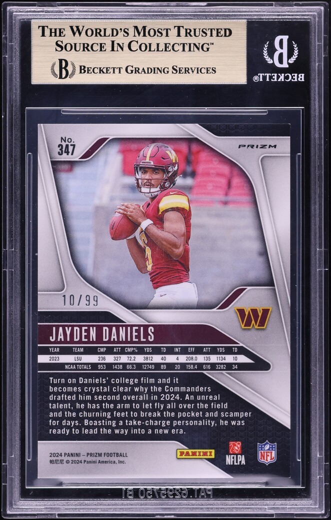 2024 Panini Prizm Blue Ice Jayden Daniels ROOKIE /99 #347 BGS 9.5 GEM MINT