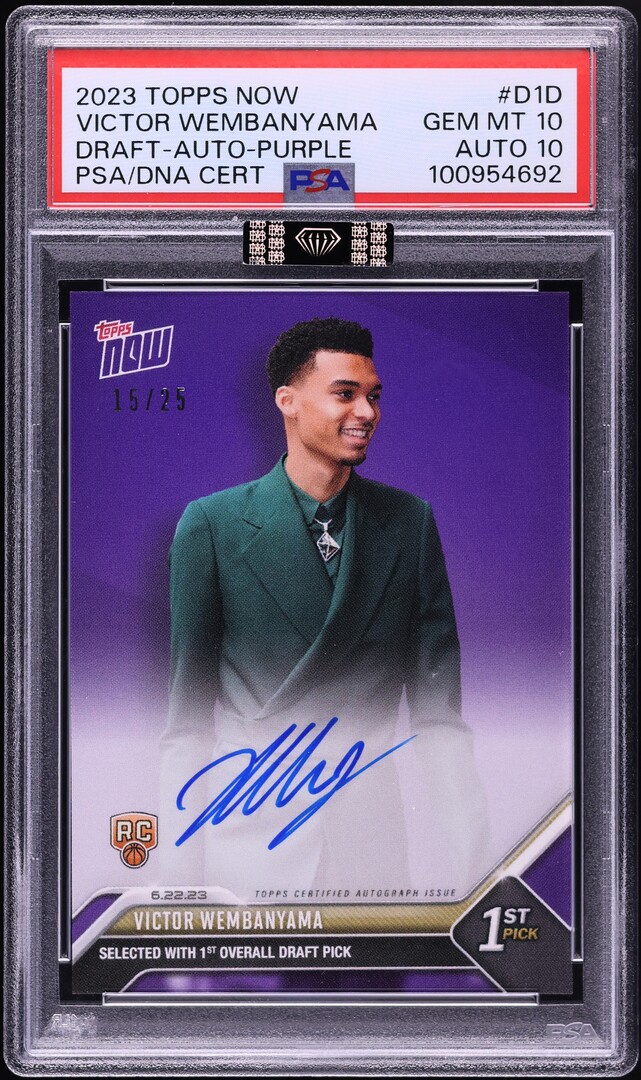 2023 Topps Now Draft Purple Victor Wembanyama ROOKIE AUTO DNA 10 /25 MBA PSA 10