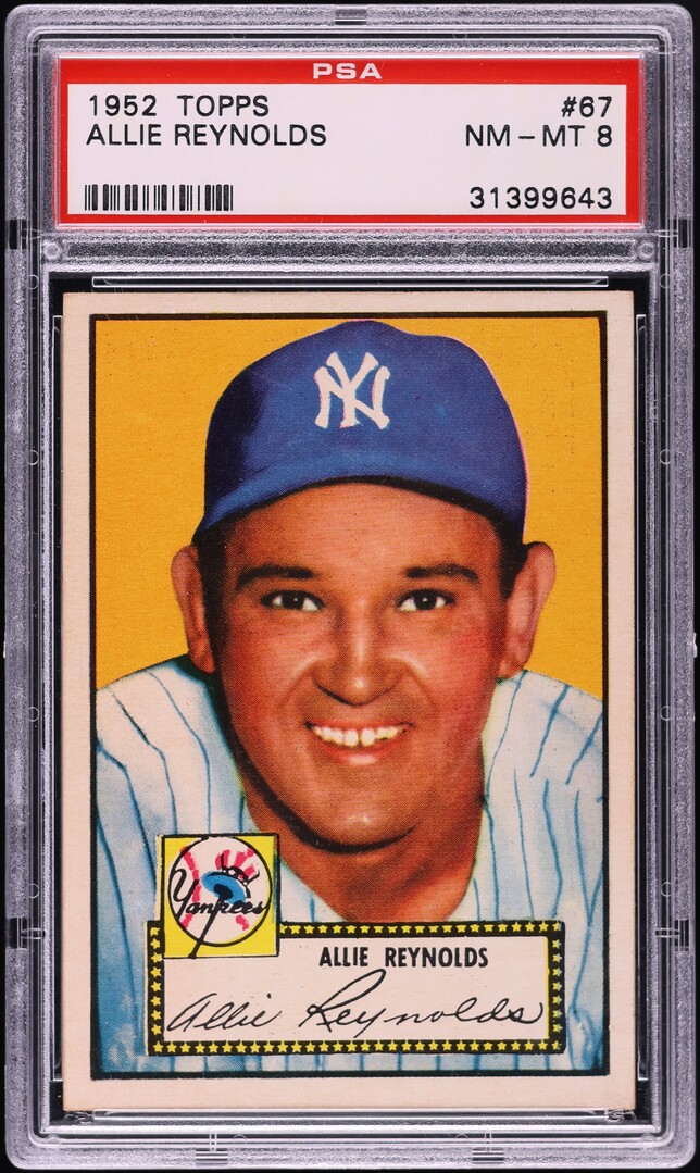 1952 Topps Allie Reynolds #67 PSA 8 NM-MT