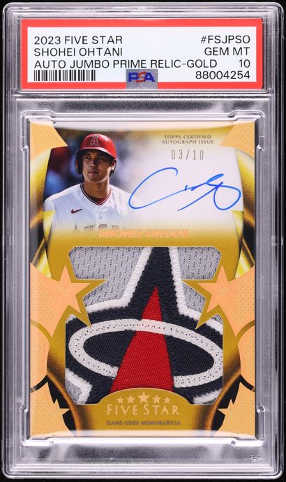 2023 Topps Five Star Jumbo Prime Gold Shohei Ohtani PATCH AUTO /10