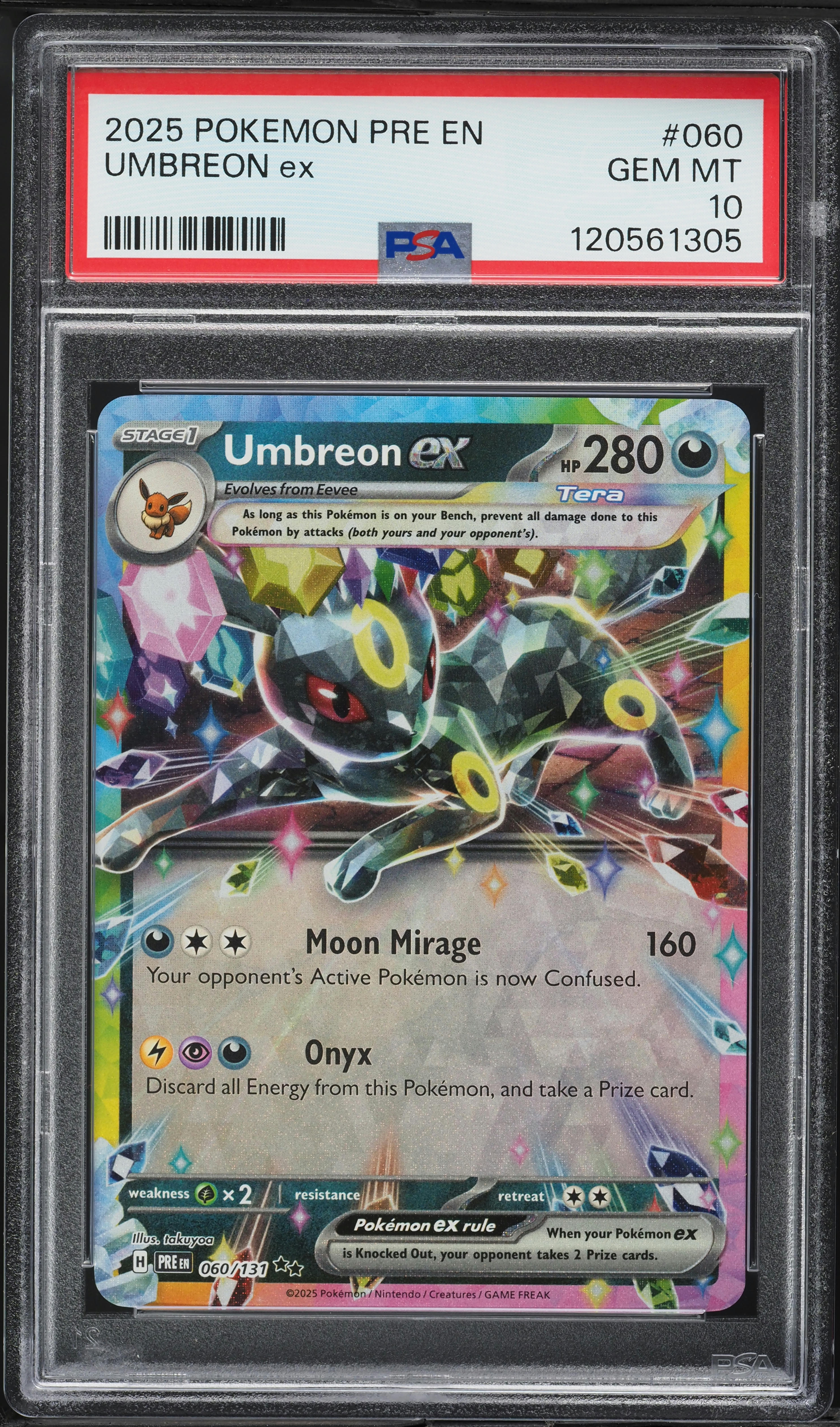2025 Pokemon SV Prismatic Evolutions Holo Umbreon ex #60 PSA 10