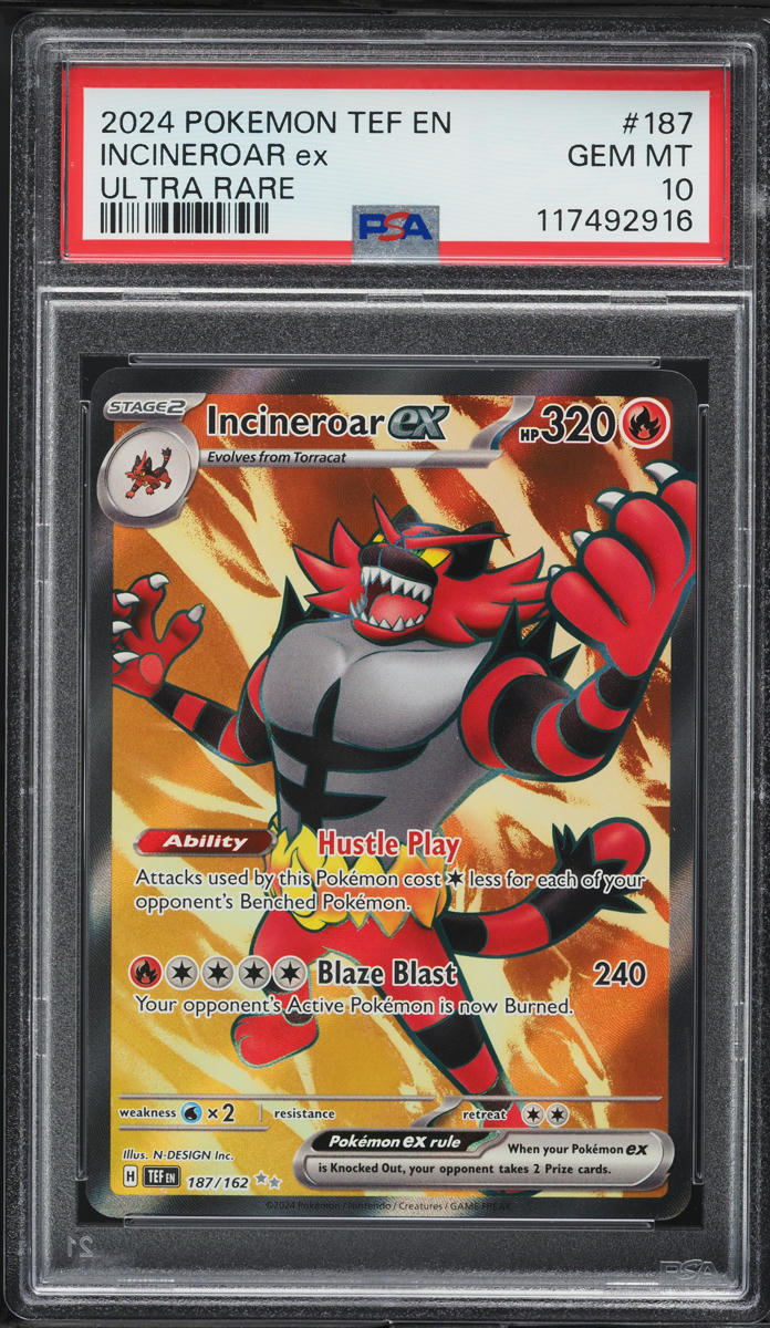 2024 Pokemon SV Temporal Forces Full Art Incineroar ex #187 PSA 10 GEM MINT