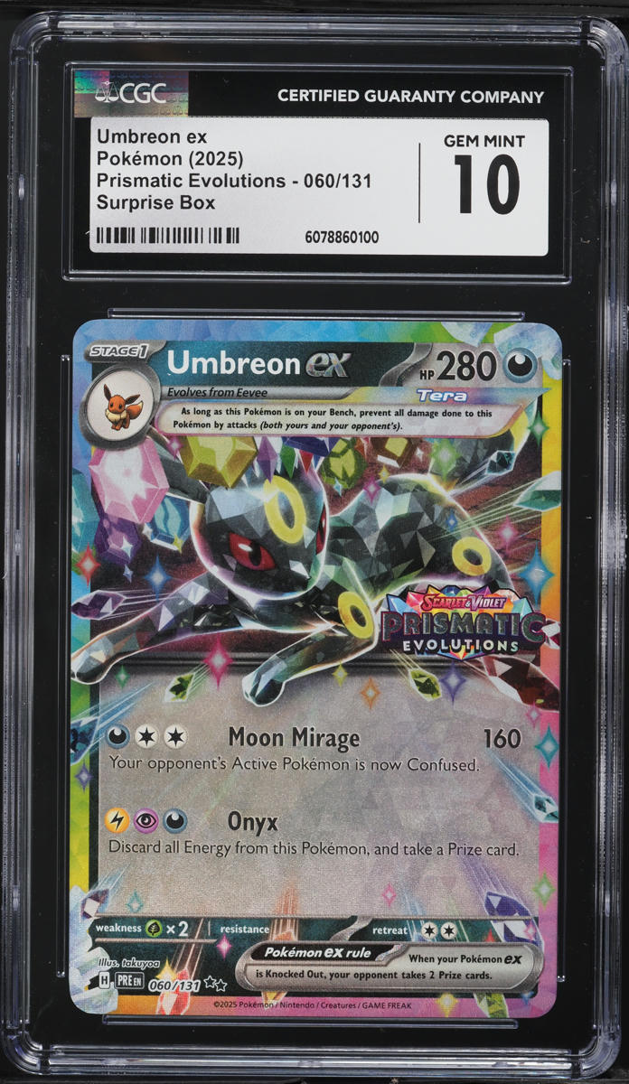 2025 Pokemon SV Prismatic Evolutions Surprise Box Umbreon ex #60 CGC 10 GEM  MINT on Fanatics Collect