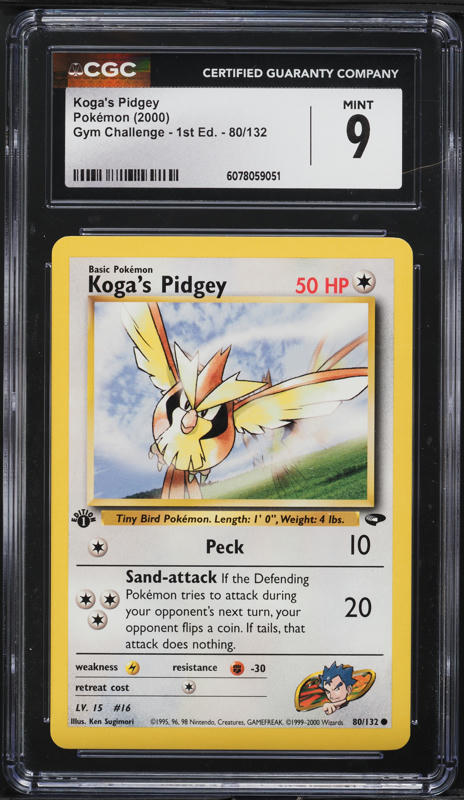 2000 Pokemon Gym Challenge 1st Edition Koga's Pidgey #80 CGC 9 MINT