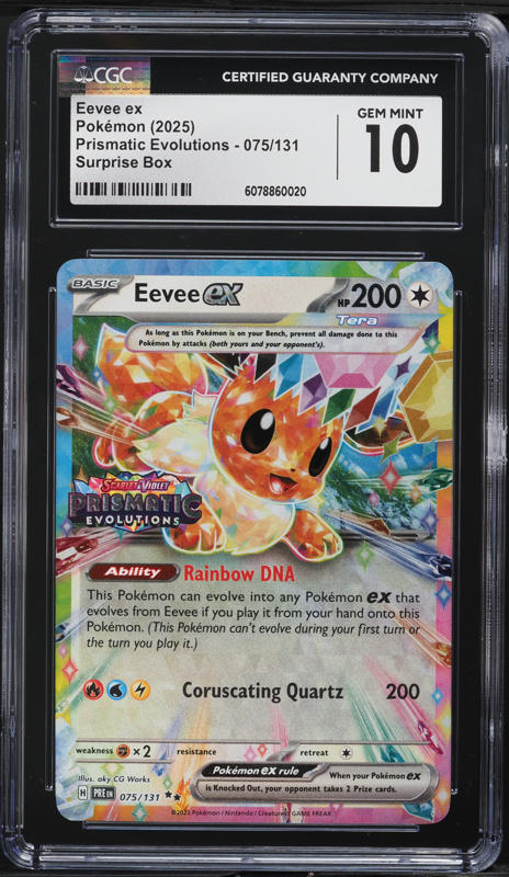 2025 Pokemon SV Prismatic Evolutions Surprise Box Eevee ex #75 CGC 10 GEM MINT