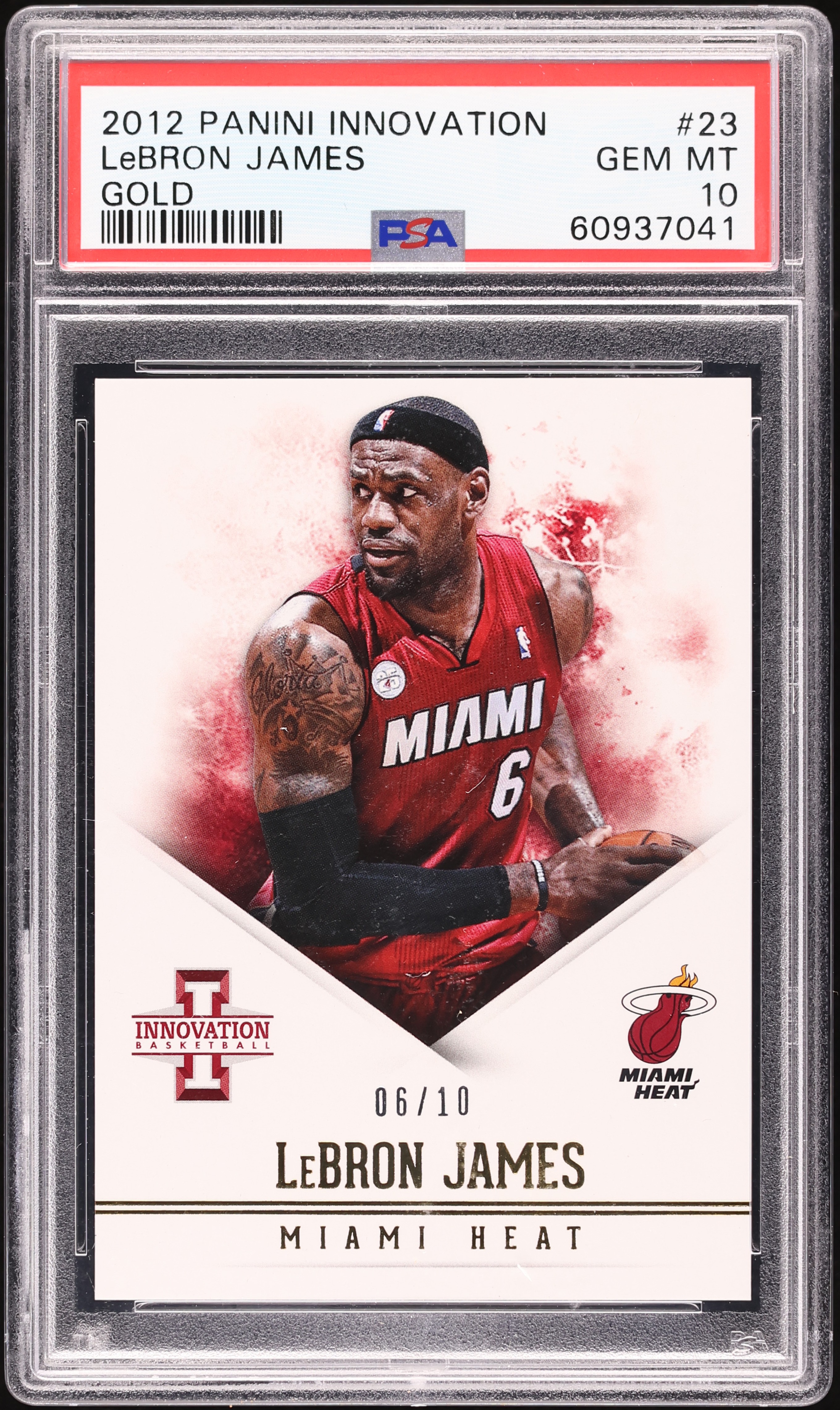 2012 Panini Innovation Gold LeBron James JERSEY # 6/10 #23 PSA 10 