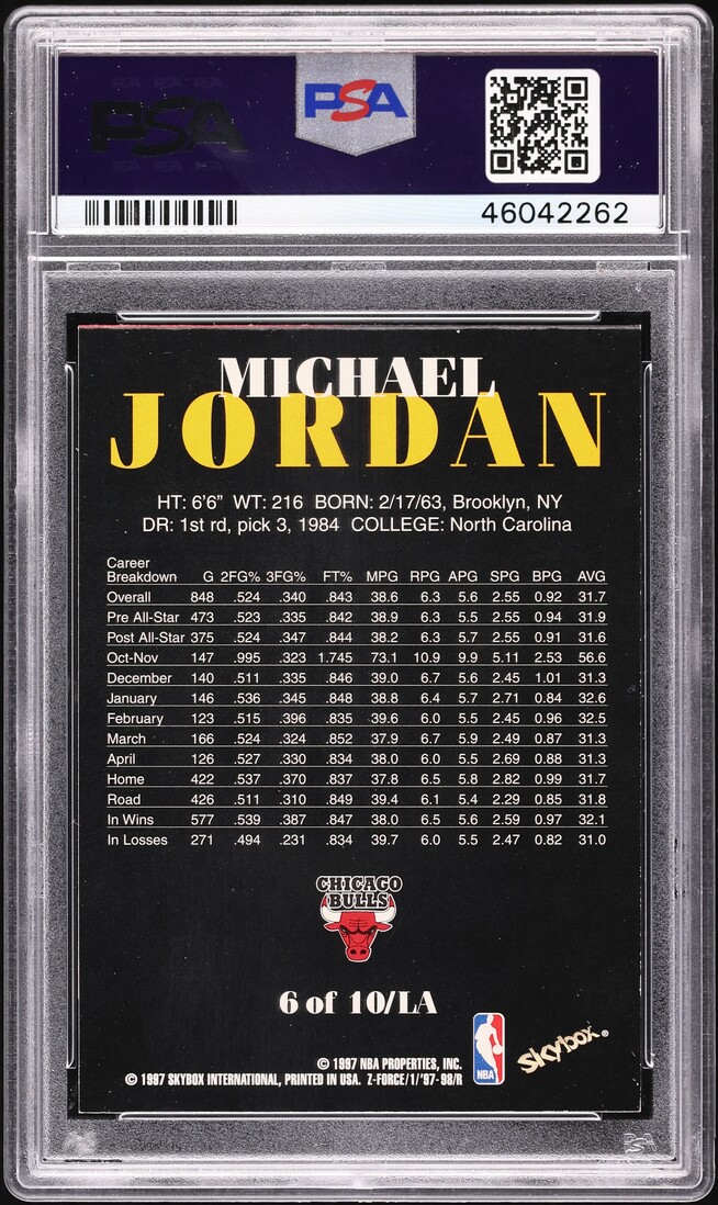1997 Skybox Z-Force Limited Access Michael Jordan #6 PSA 7 NRMT