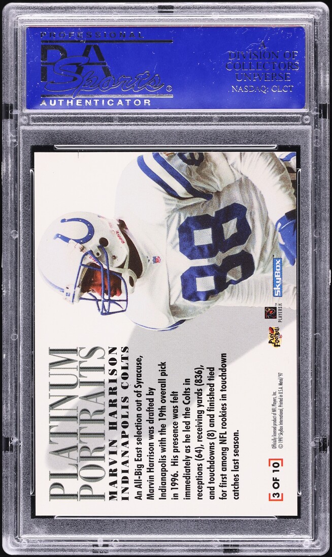 1997 Metal Universe Platinum Portraits Marvin Harrison #3 PSA 9 MINT