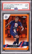 2022 Topps Chrome UEFA Orange Refractor Kylian Mbappe /25 #100 PSA