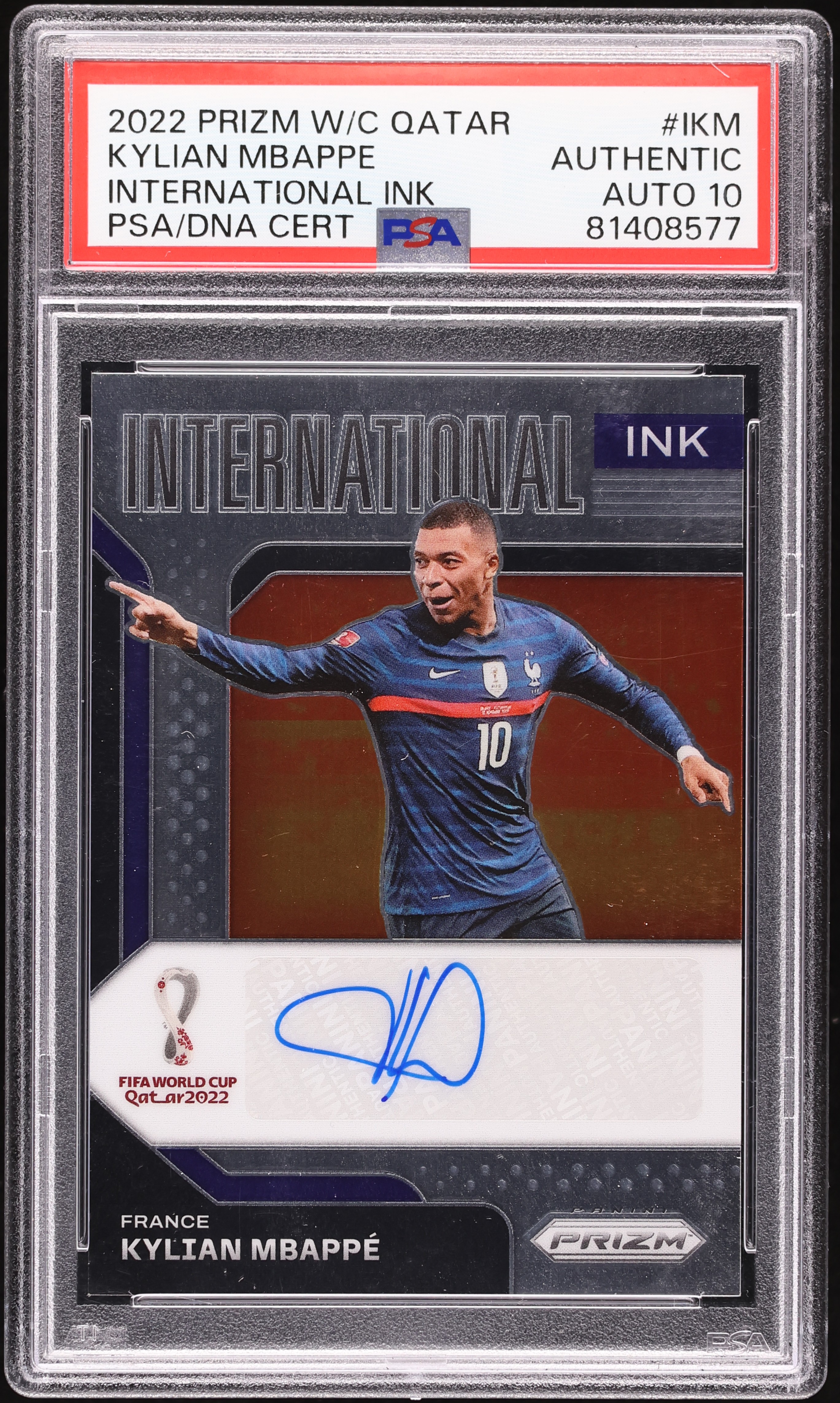 2022 Panini Prizm WC Qatar International Ink Kylian Mbappe AUTO