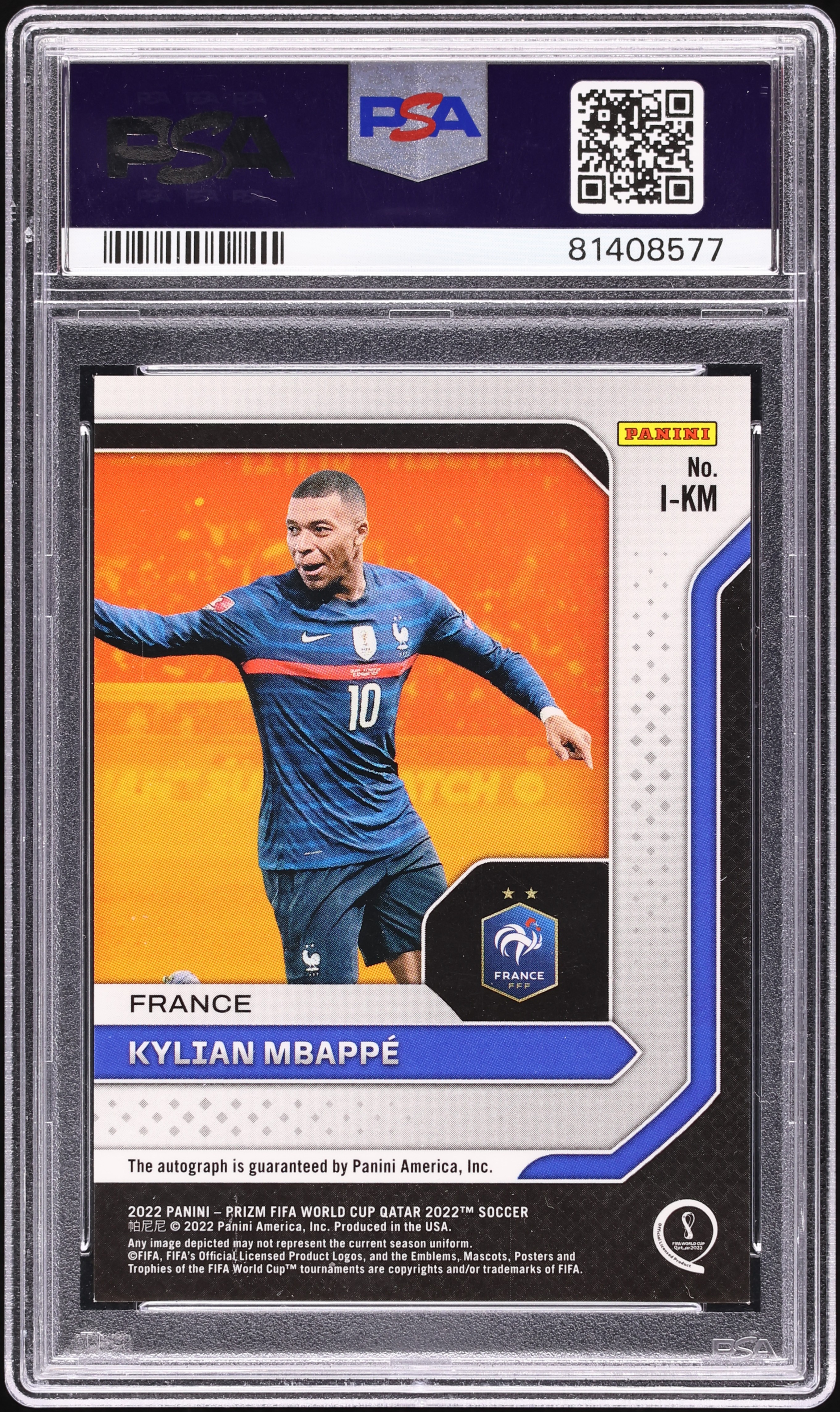 2022 Panini Prizm WC Qatar International Ink Kylian Mbappe AUTO