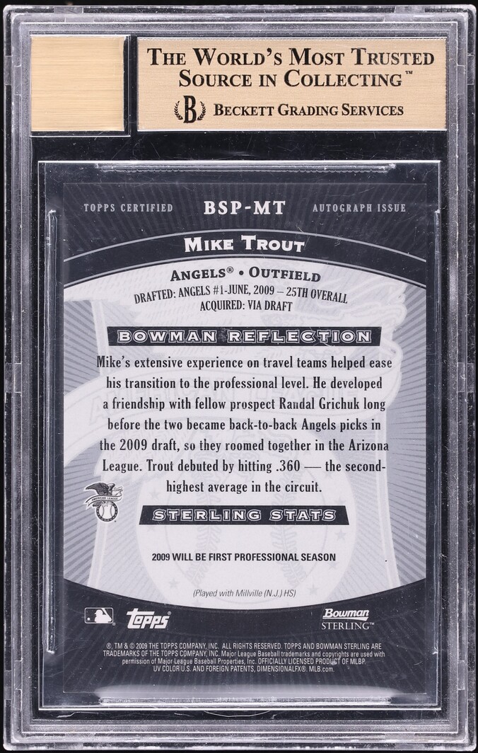 2009 Bowman Sterling Mike Trout PROSPECT AUTO #BSP-MT BGS 9.5 GEM MINT