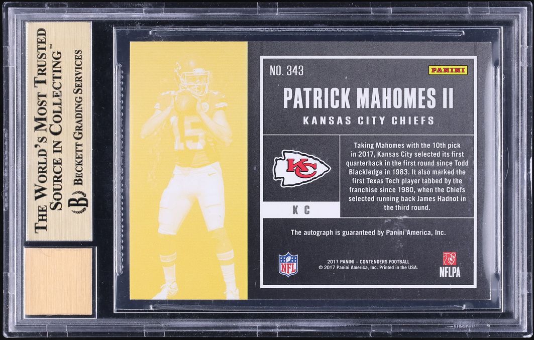 2017 Panini Contenders Patrick Mahomes II ROOKIE AUTO #343 BGS 9.5 GEM MINT