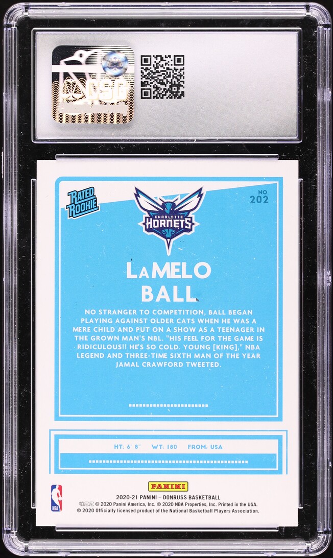 2020 Donruss Basketball LaMelo Ball ROOKIE #202 CSG 9.5 MINT+
