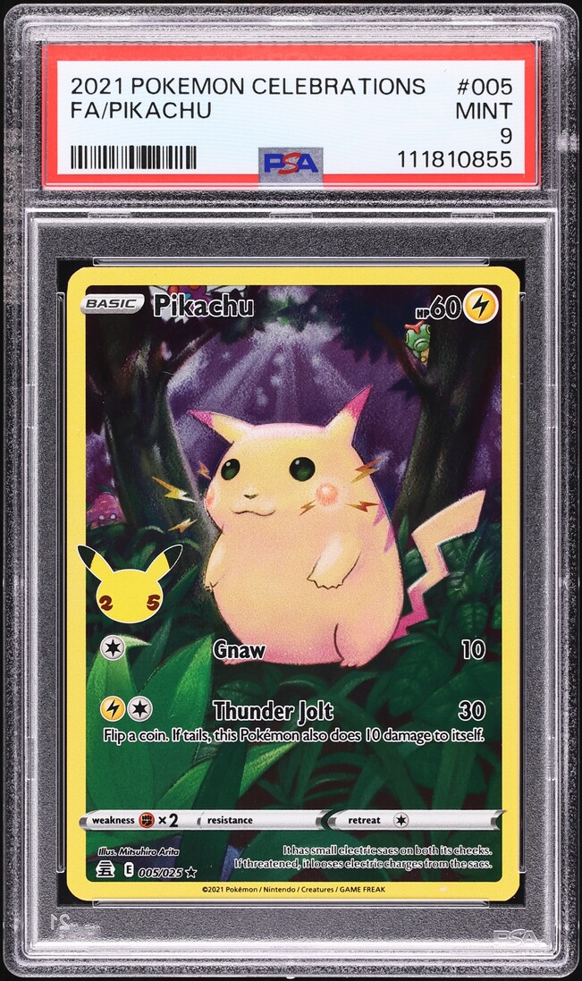 2021 Pokemon Sword & Shield Celebrations Full Art Pikachu #5 PSA 9 MINT