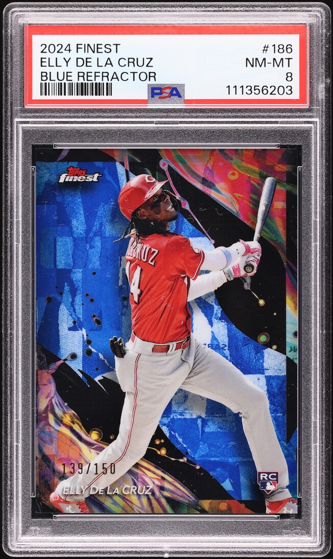 2024 Finest Blue Refractor Elly De La Cruz ROOKIE /150 #186 PSA 8 NM-MT