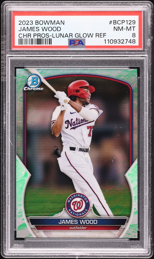 2023 Bowman Chrome Lunar Glow Refractor James Wood PROSPECT #BCP-129 PSA 8 NM-MT