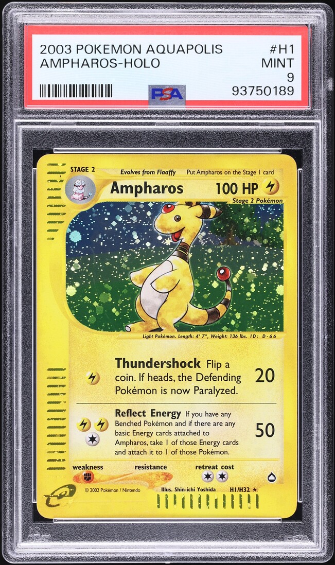 2003 Pokemon Aquapolis Holo Ampharos #H1 PSA 9 MINT
