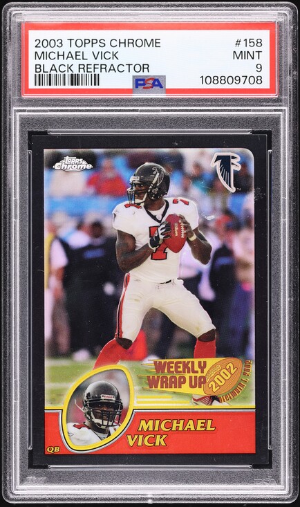 2003 Topps Chrome Black Refractor Michael Vick /599 #158 PSA 9