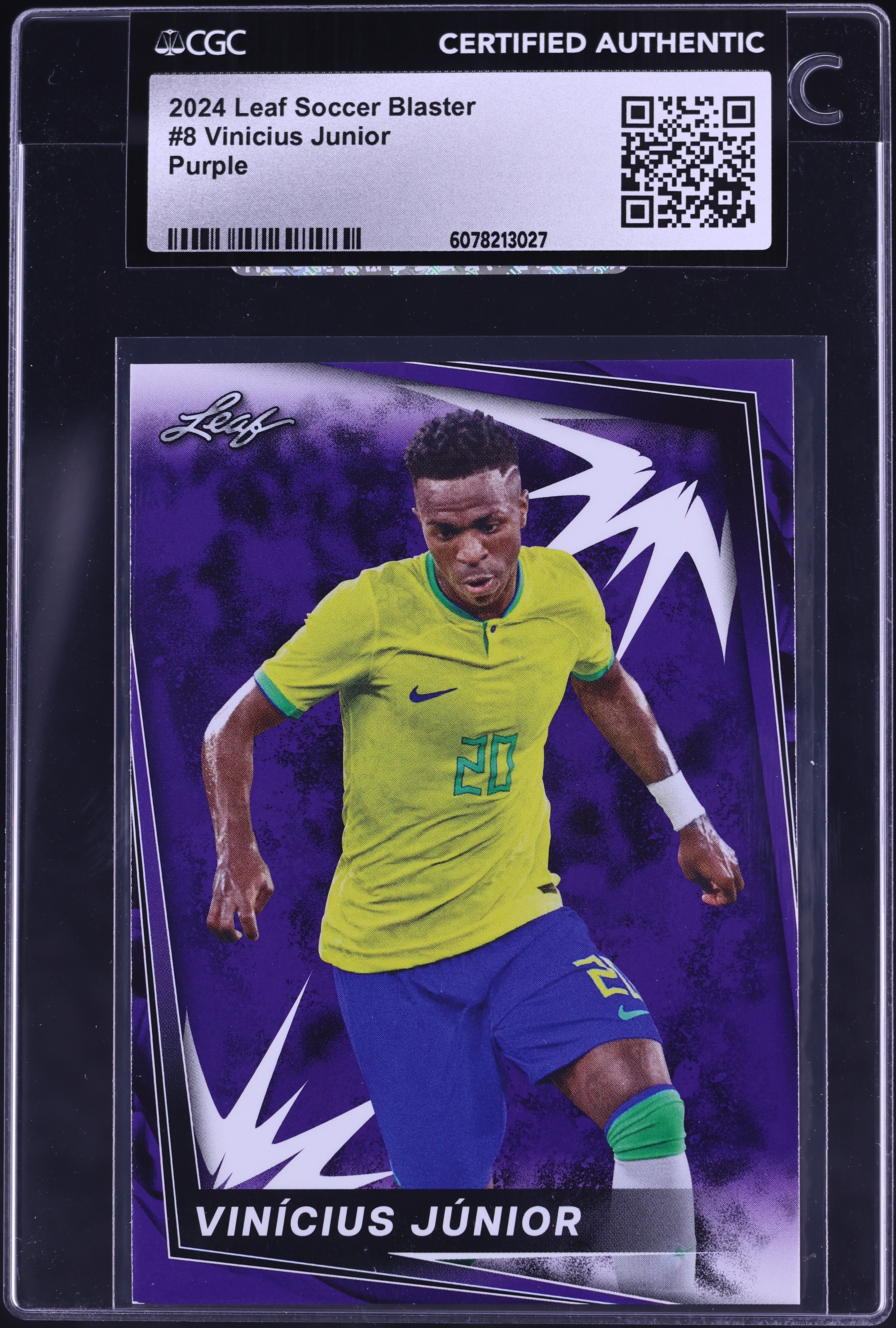 2024 Leaf Soccer Blaster Purple Vinicius Junior #8 CGC AUTH on
