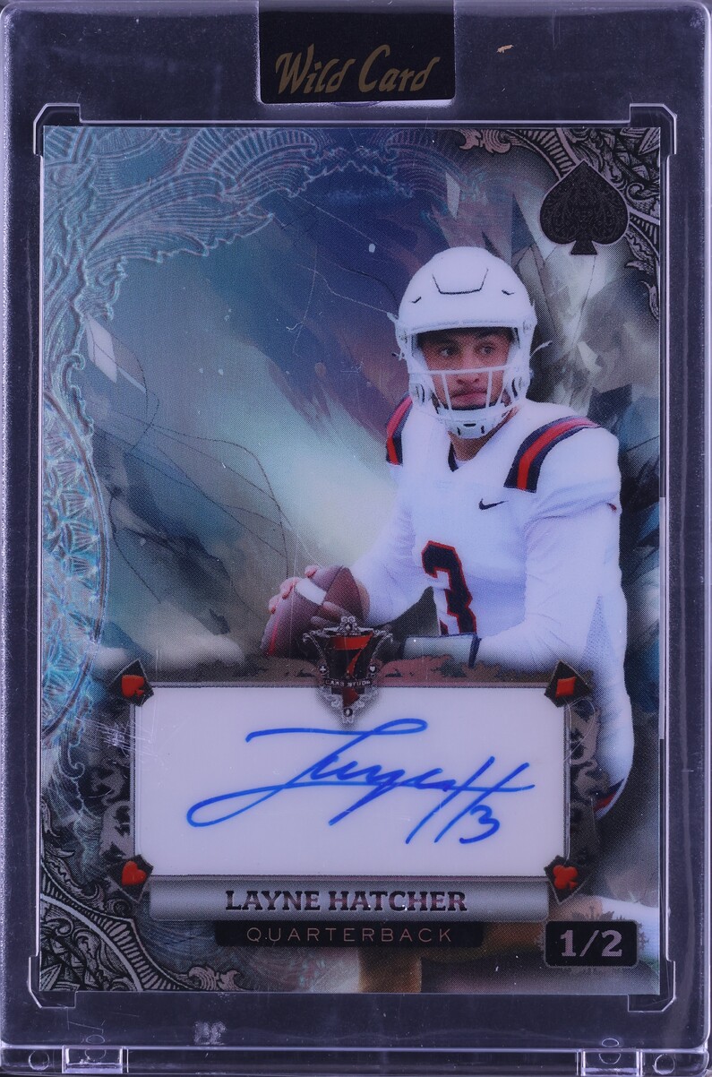 2024 Wild Card 7 Chalk Spades Platinum Rainbow Layne Hatcher RC AUTO 1/2 CGC