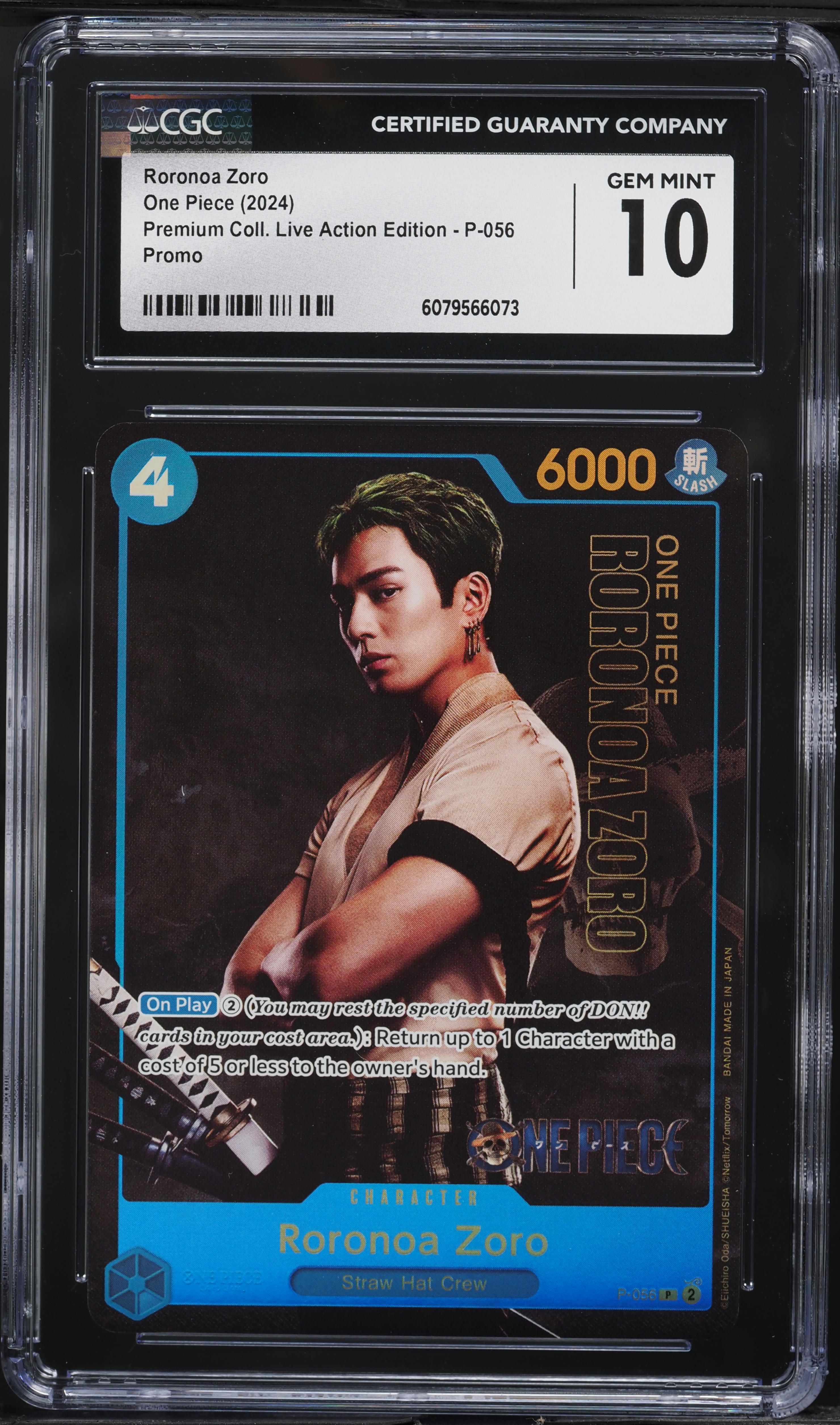 2024 One Piece Premium Live Action Roronoa Zoro #P-056 CGC 10 GEM