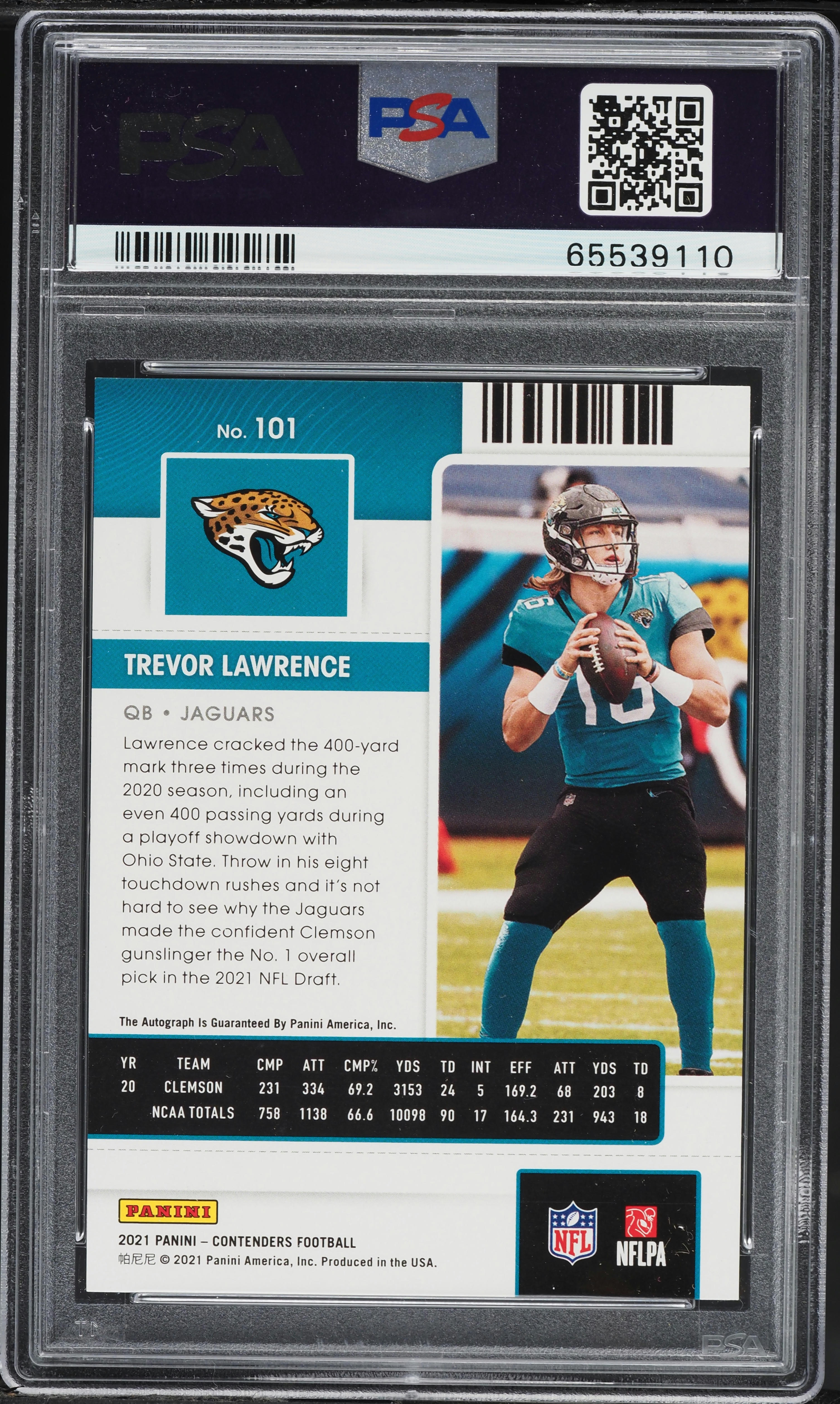 2021 Panini Contenders Red Zone Trevor Lawrence ROOKIE AUTO DNA 10