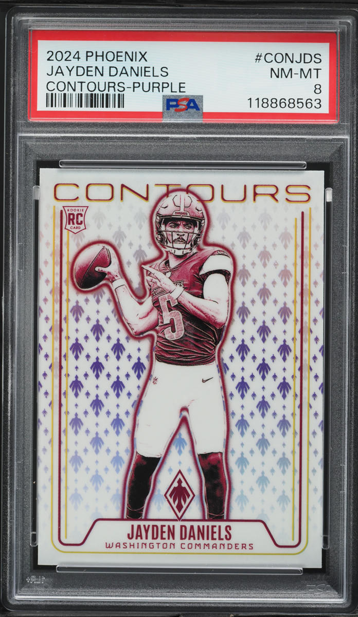 2024 Panini Phoenix Contours Purple Jayden Daniels ROOKIE #CONJDS PSA 8 NM-MT