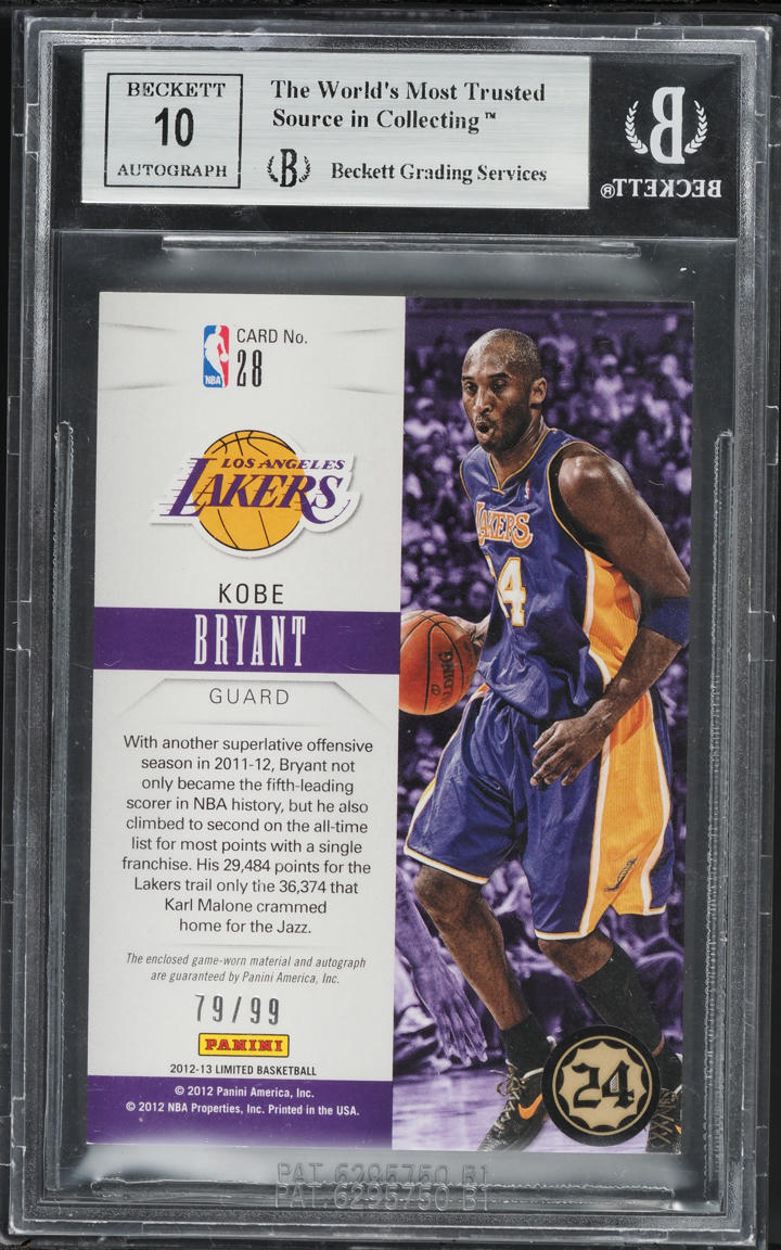 2012 Limited Monikers Kobe Bryant PATCH AUTO /99 #28 BGS 9 MINT on