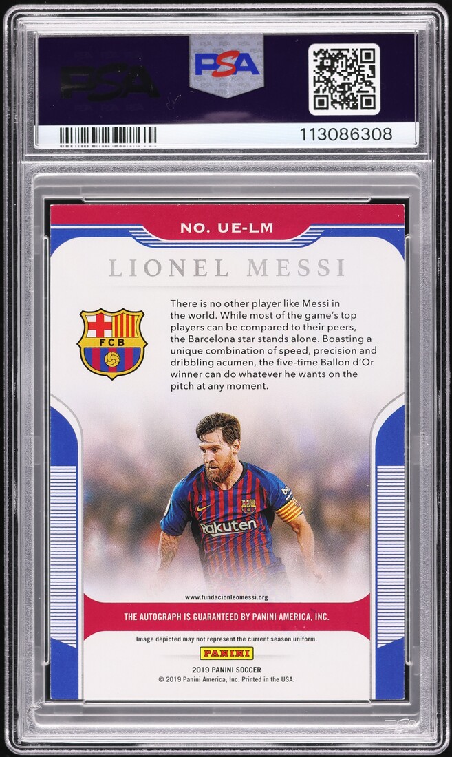 2022 Panini Chronicles Lionel Messi AUTO DNA 10 #UE-LM PSA AUTH