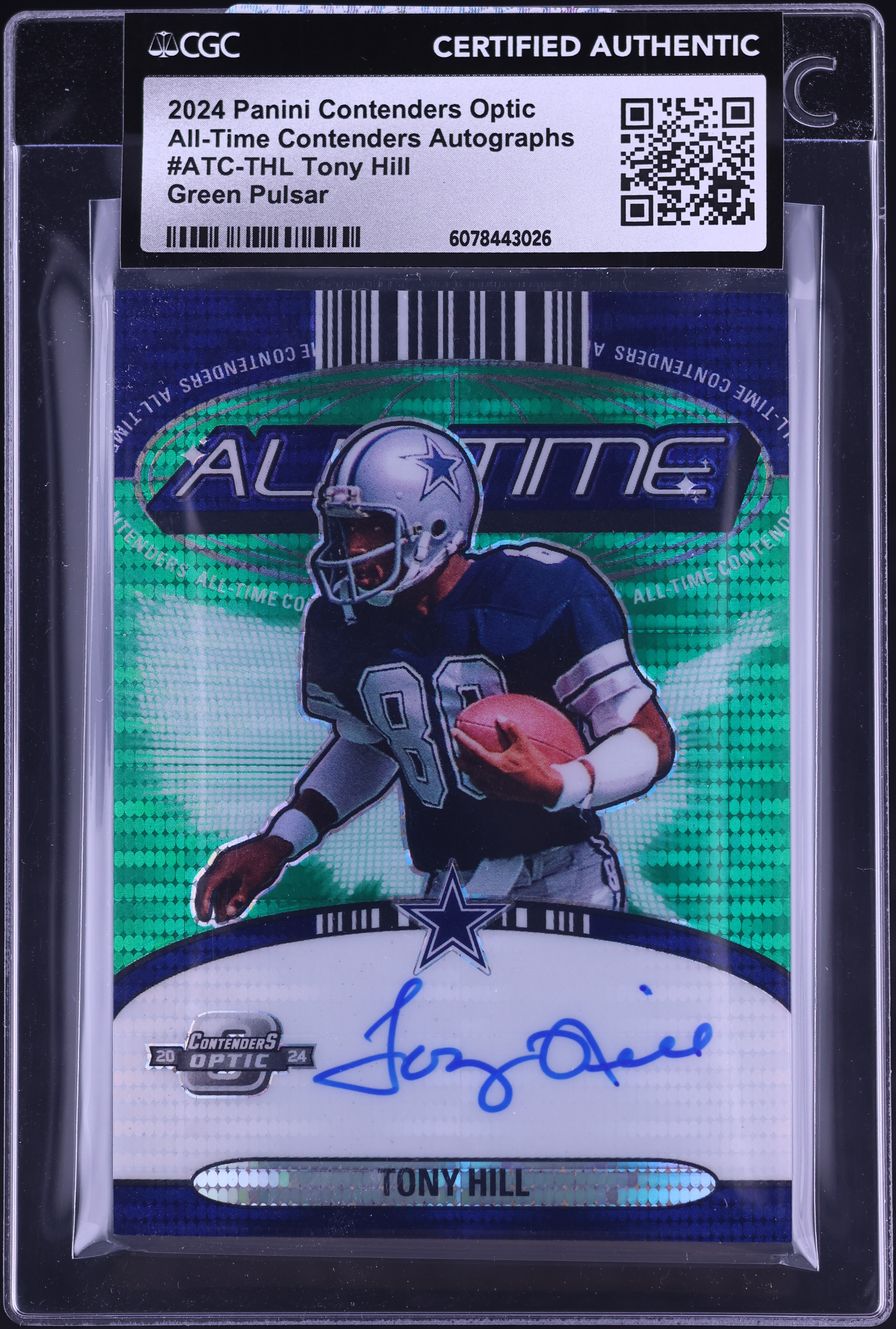 2024 Panini Contenders Optic All-Time Green Pulsar Tony Hill AUTO