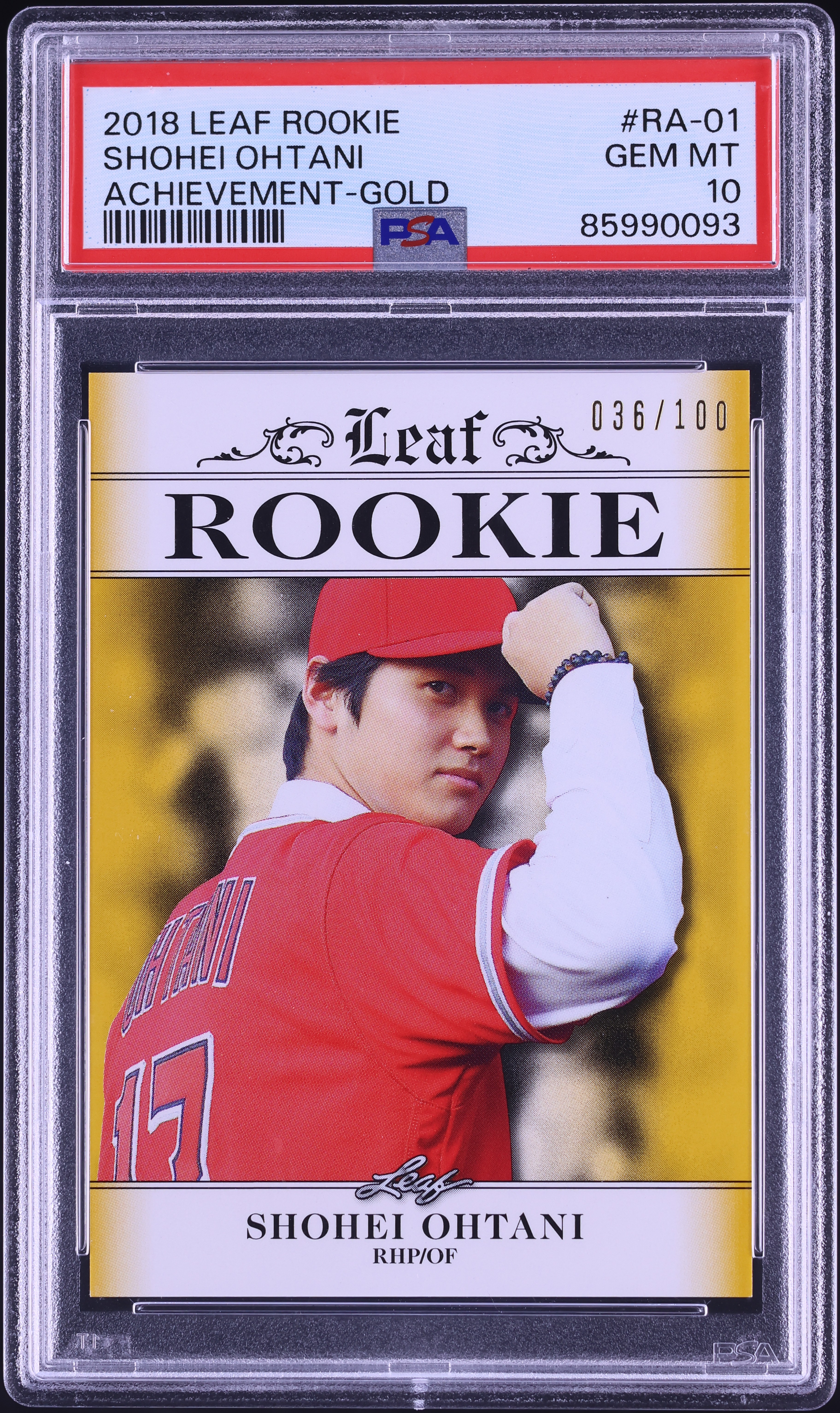 2018 Leaf Achievement Gold Shohei Ohtani ROOKIE /100 #RA-01 PSA 10