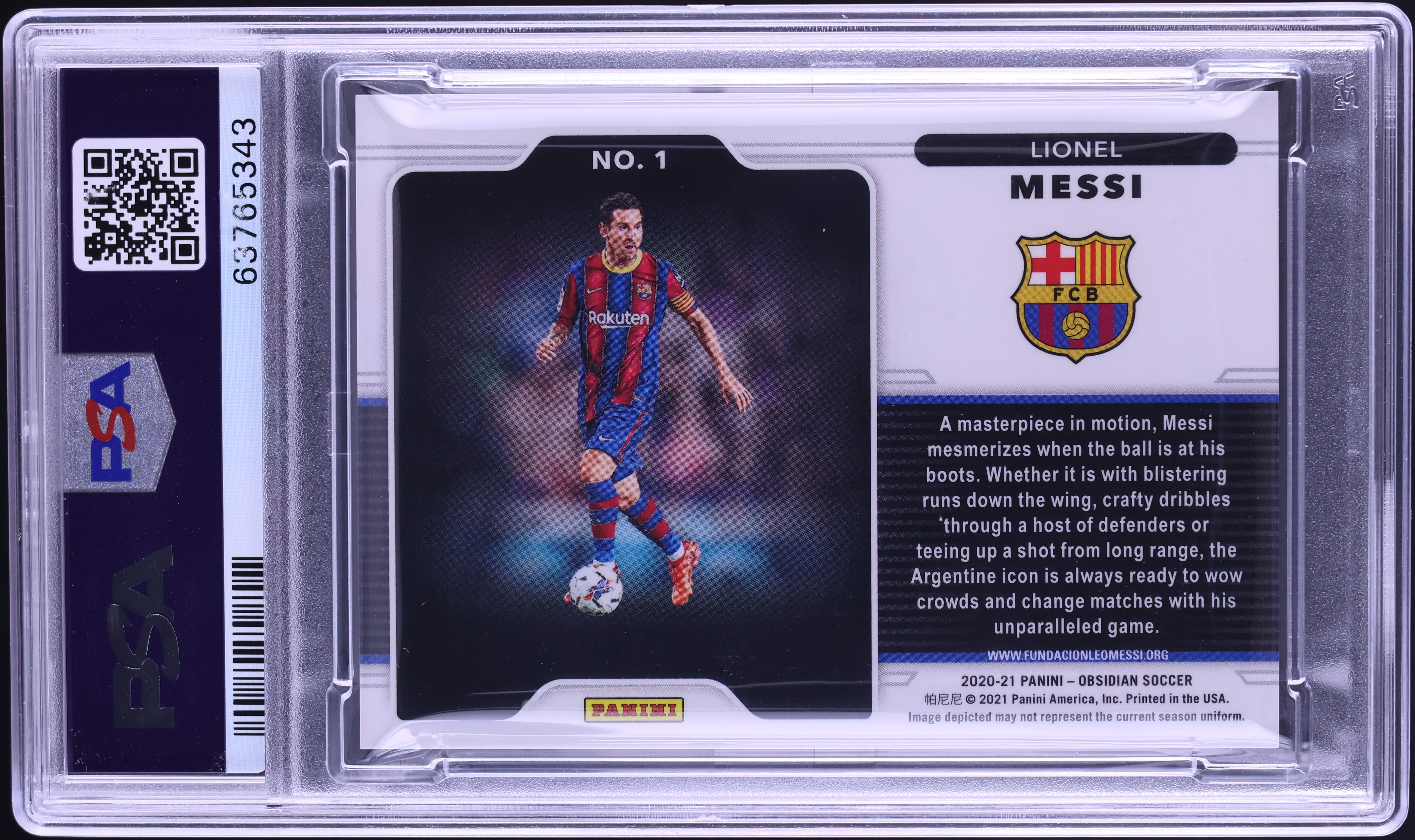 2020 Panini Obsidian Black Colorblast Lionel Messi #1 PSA 10 GEM