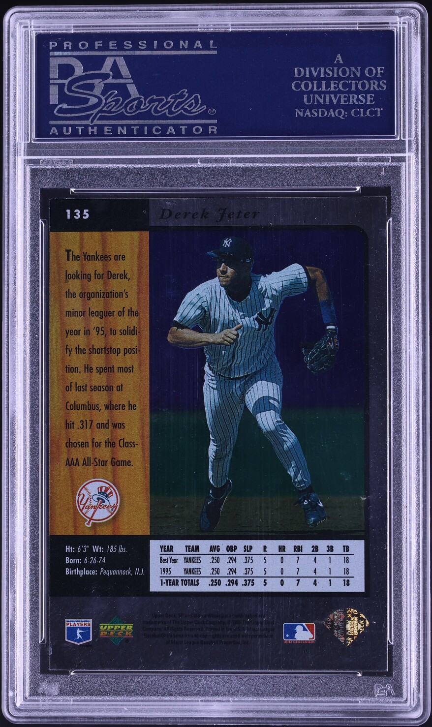 1996 SP Derek Jeter ROOKIE #135 PSA 10 GEM MINT on Fanatics Collect