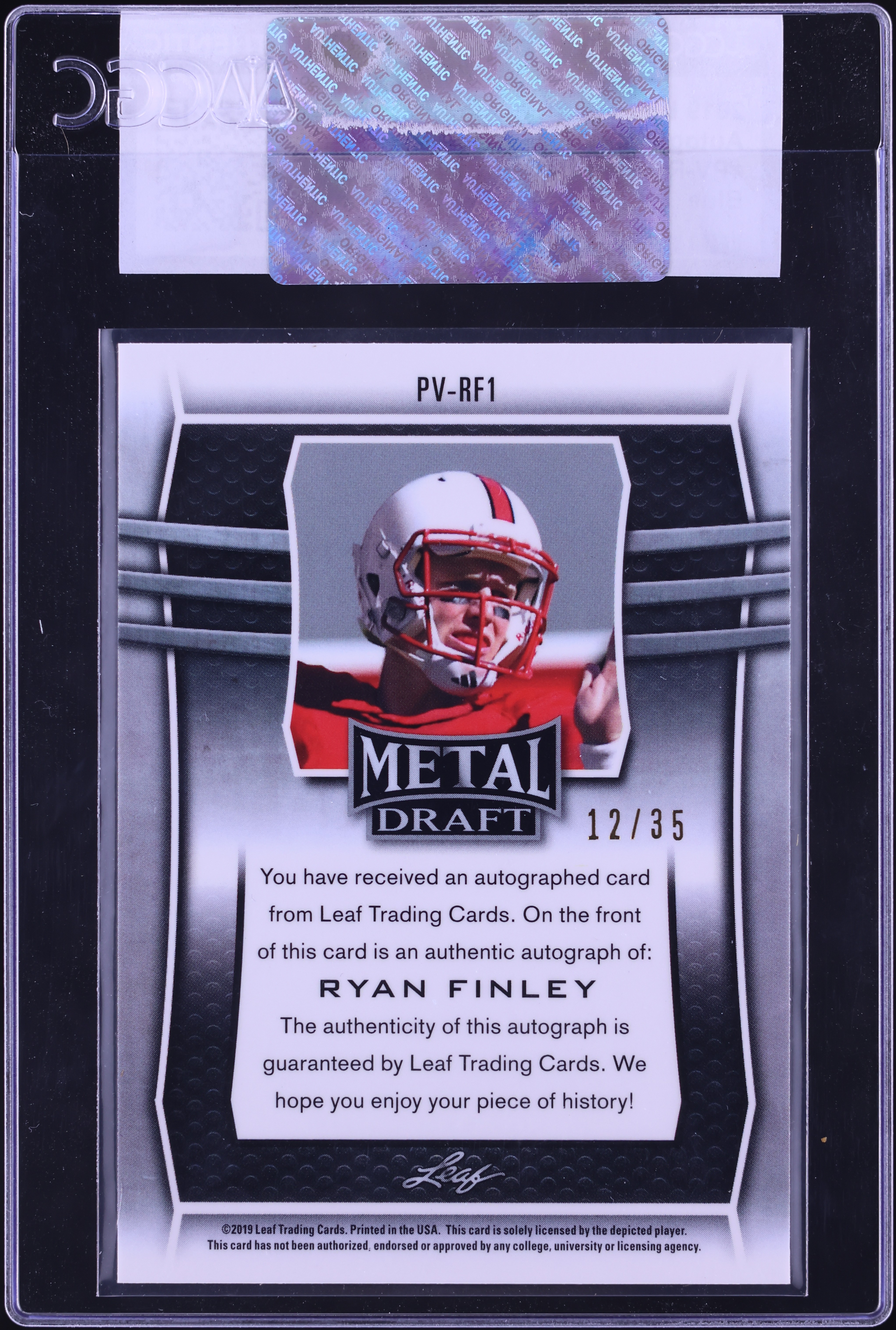 2019 Leaf Metal Draft Variations Blue Ryan Finley AUTO /35 #PV-RF1