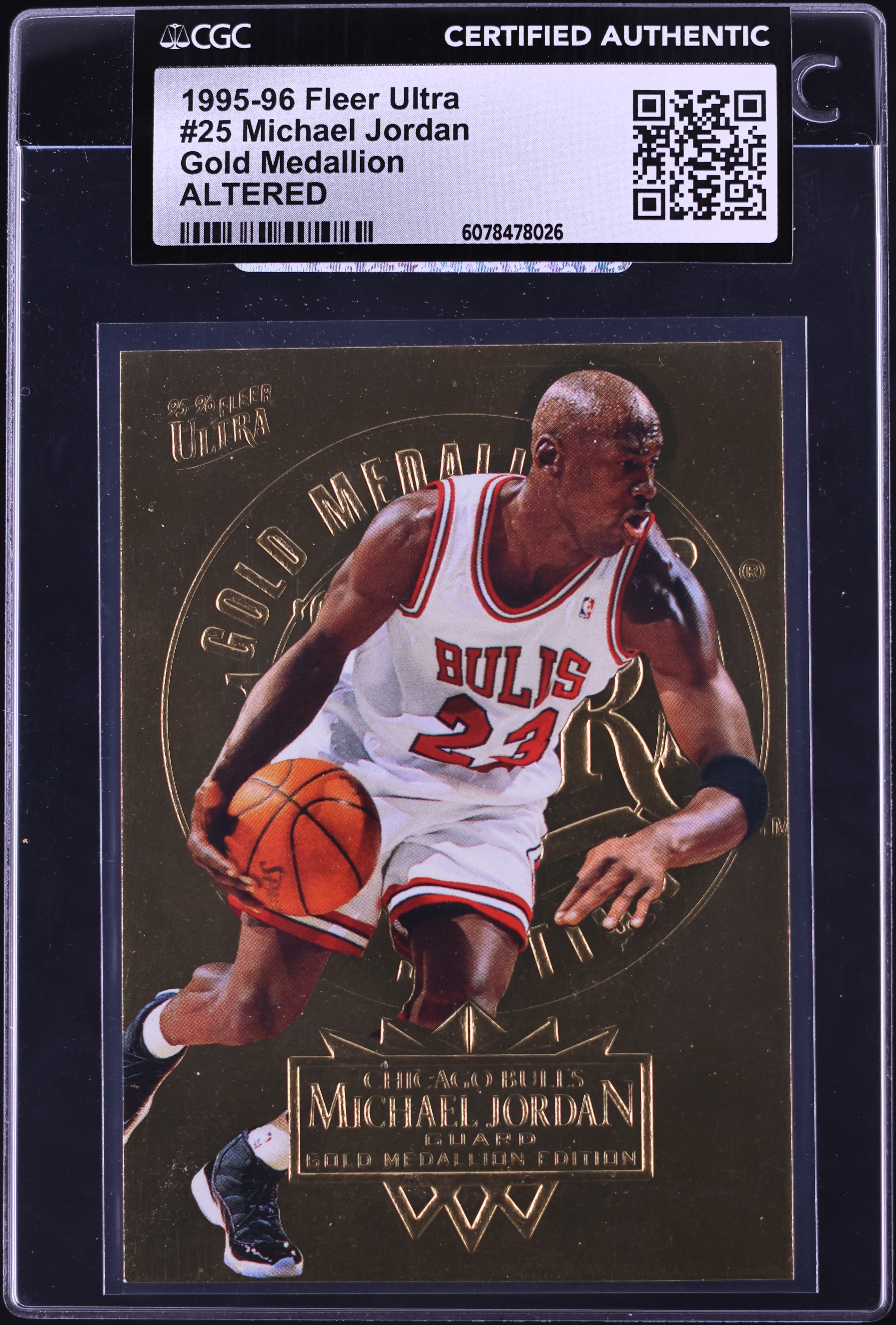1995 Ultra Gold Medallion Michael Jordan #25 CGC ALTERED AUTH on 