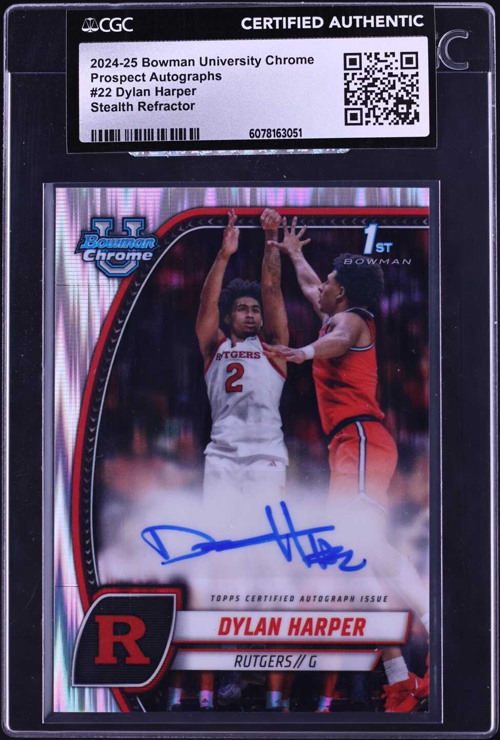 2024 Bowman Chrome University Stealth Ref Dylan Harper ROOKIE AUTO CGC AUTH