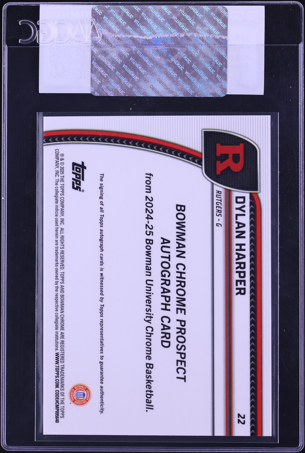 2024 Bowman Chrome University Stealth Ref Dylan Harper ROOKIE AUTO CGC AUTH