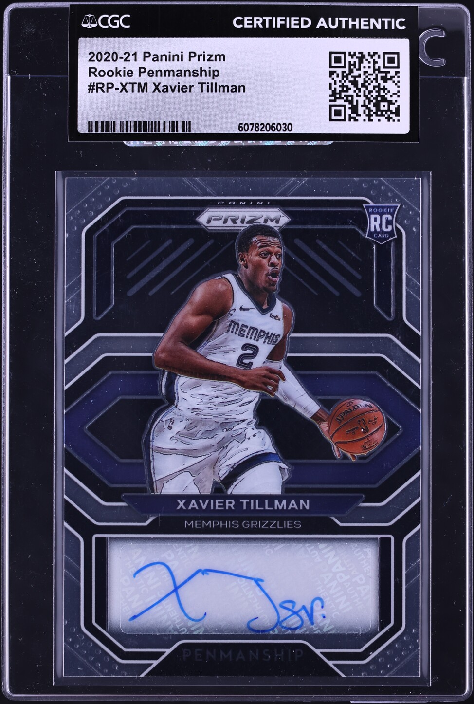 2020 Panini Prizm Penmanship Xavier Tillman ROOKIE AUTO #RP-XTM CGC AUTH