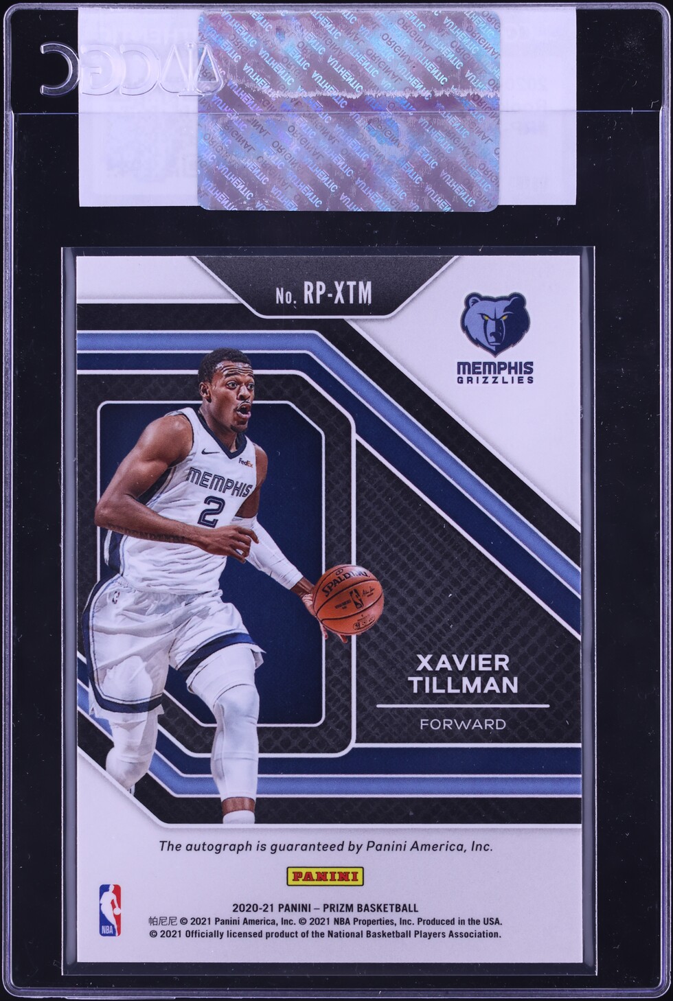 2020 Panini Prizm Penmanship Xavier Tillman ROOKIE AUTO #RP-XTM CGC AUTH