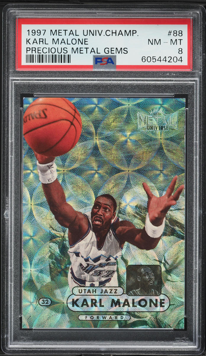 1997 Metal Universe Championship Precious Metal Gems Karl Malone /50 #88 PSA 8
