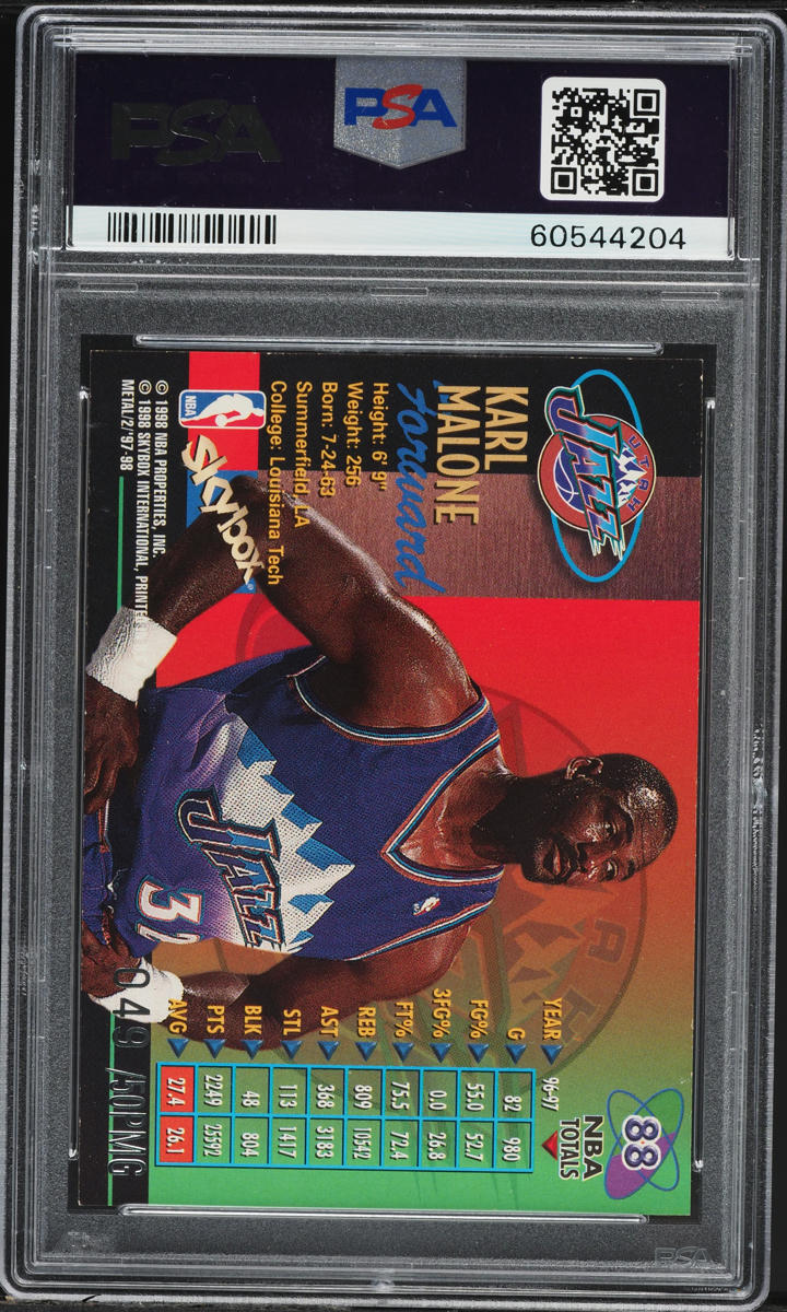 1997 Metal Universe Championship Precious Metal Gems Karl Malone /50 #88 PSA 8
