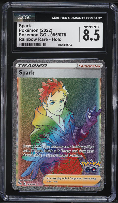 Pokemon TCG GO 085/078 Spark Trainer Rainbow Rare Card