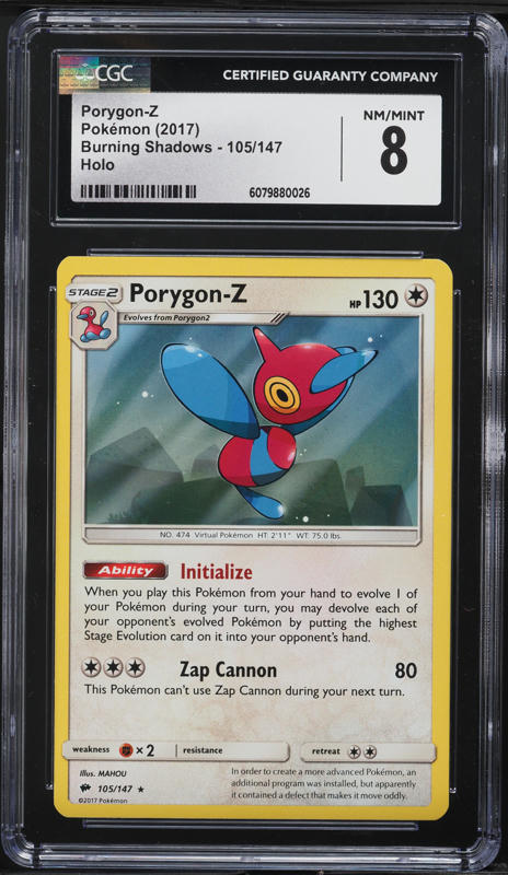 2017 Pokemon Sun & Moon Burning Shadows Holo Porygon-Z #105 CGC 8 NM-MT