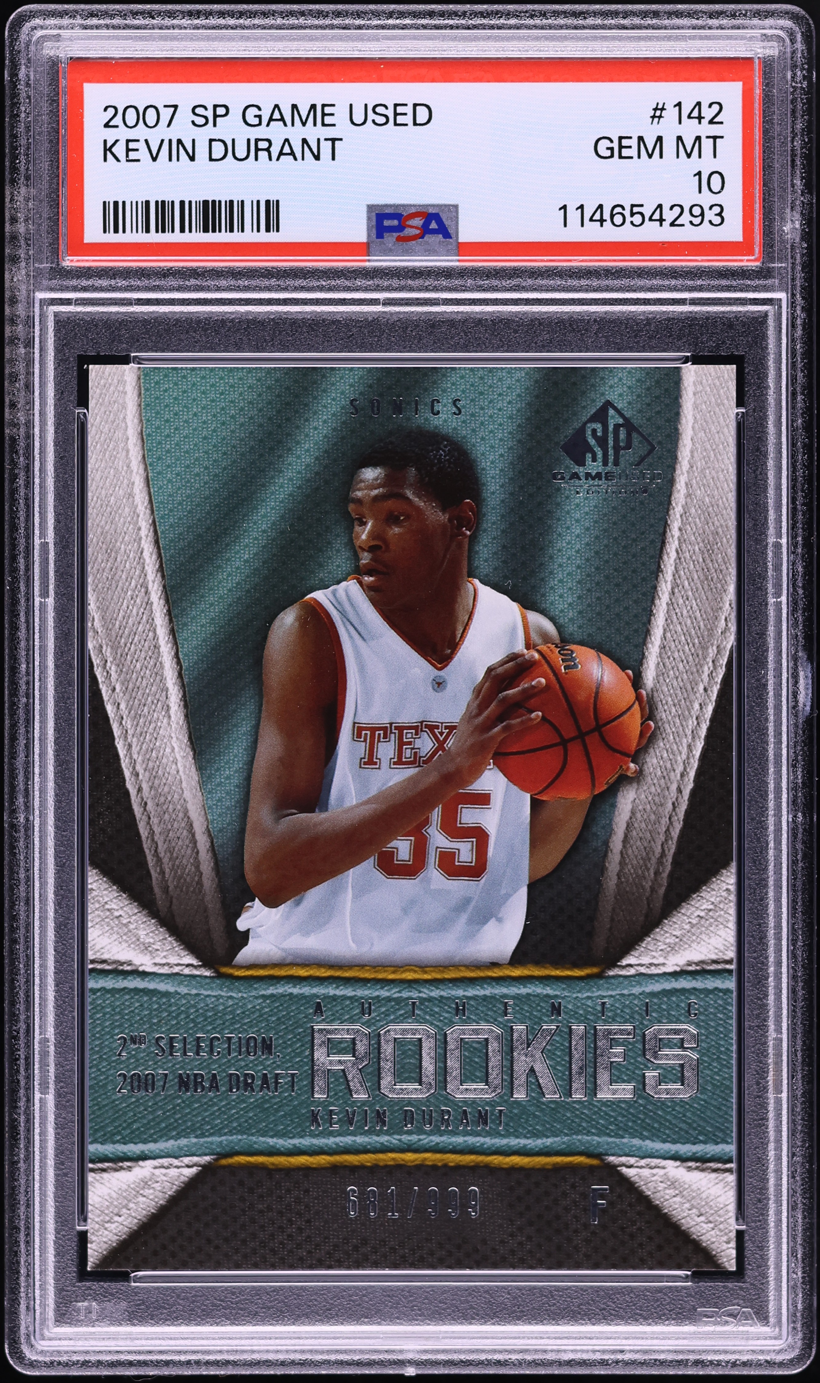 2007 SP Game Used Kevin Durant ROOKIE /999 #142 PSA 10 GEM MINT on