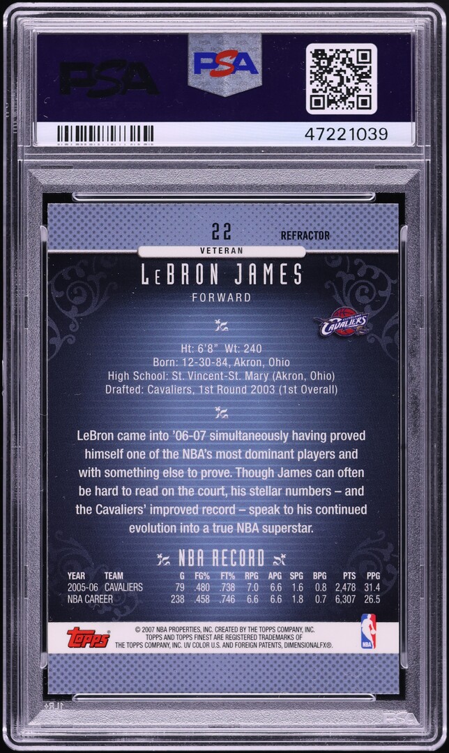 2006 Finest Refractor LeBron James #22 PSA 9 MINT